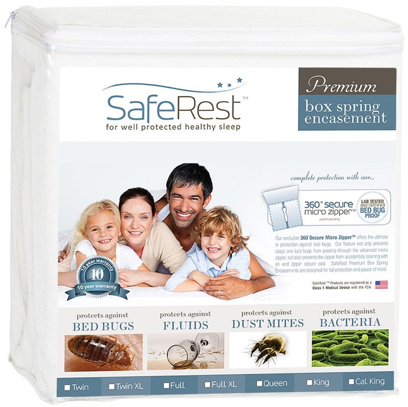 SafeRest Premium 9" Thick Box Spring Encasement - Waterproof - Breathable, Noiseless, Vinyl Free - Fits Up to 9" - Queen - Image 1